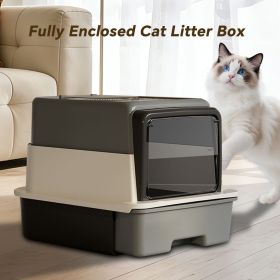 Fully Enclosed Cat Litter Box with Top Litter Sifting Grate, Removable Drawer Design for Easy Cleaning, Effectively Filters Litter & Keeps It Spo