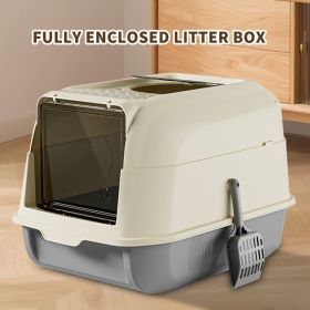 Extra Large Dual-Entry Cat Litter Box, Convertible Open/Enclosed, Gray, Odor Control, Easy Clean