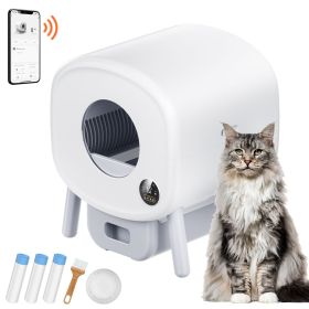 76L Self Cleaning Cat Litter Box, Automatic Cat Litter Box with Trash Bags, Large Space Smart Cat Litter Box with Odor Removal, APP Control