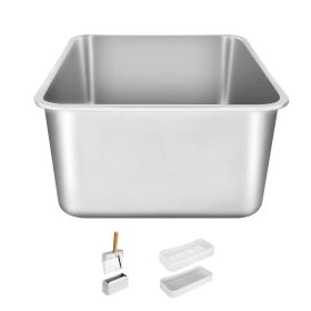 Cat Litter Box, 8 inches Deep, XL Extra Large Stainless Steel Cat Litter Box with Scoop, Wide Filtering Foot Board & High Sides