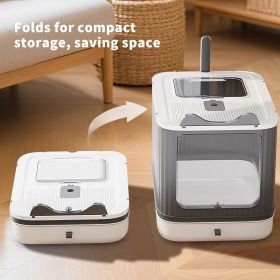 Elf Cat Litter Box, Dual-Entry Fully Enclosed, Odor-Free, Modern White, Easy Clean Drawer Tray (Color: White)